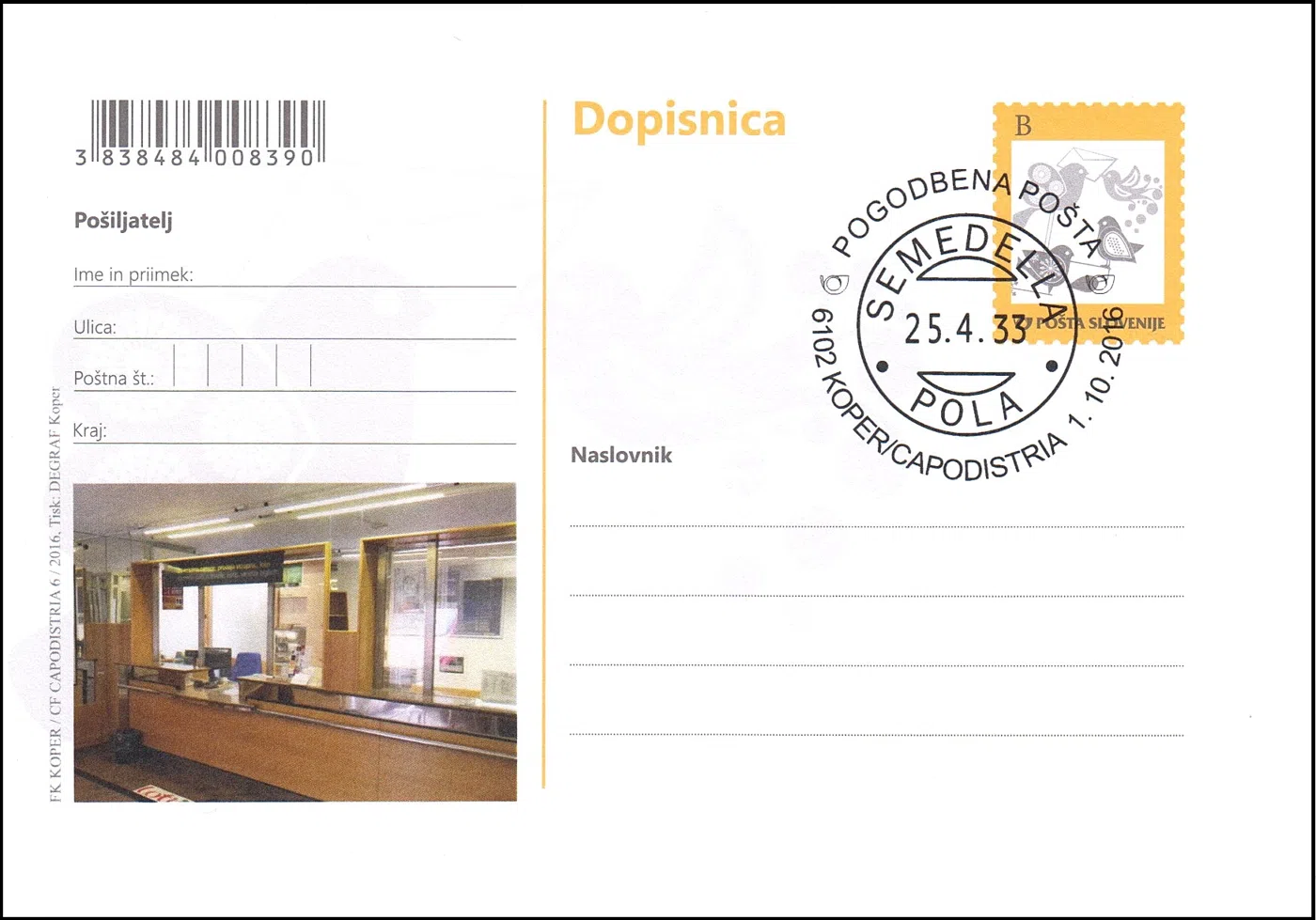 POGODBENA POŠTA 6102 KOPER/CAPODISTRIA